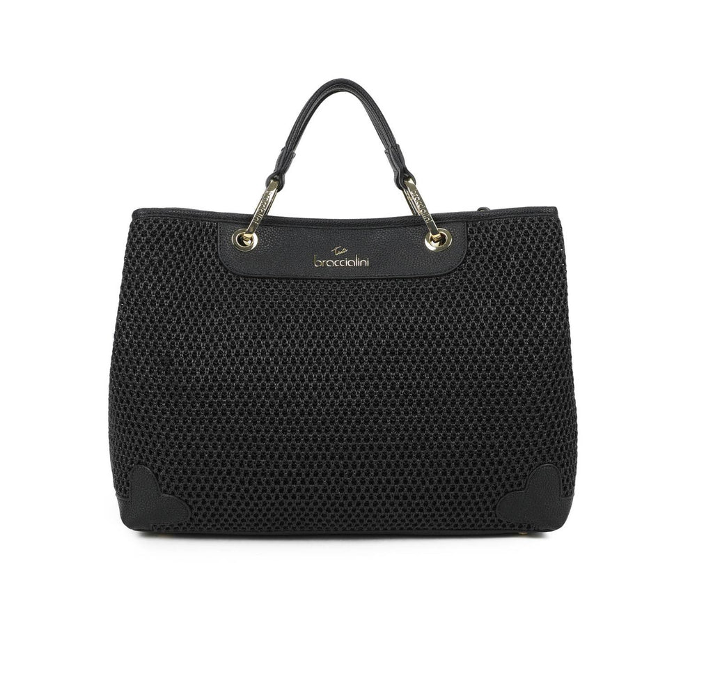Borsa a mano con tracolla Braccialini Beth tricot nero BS26BR06 B18870