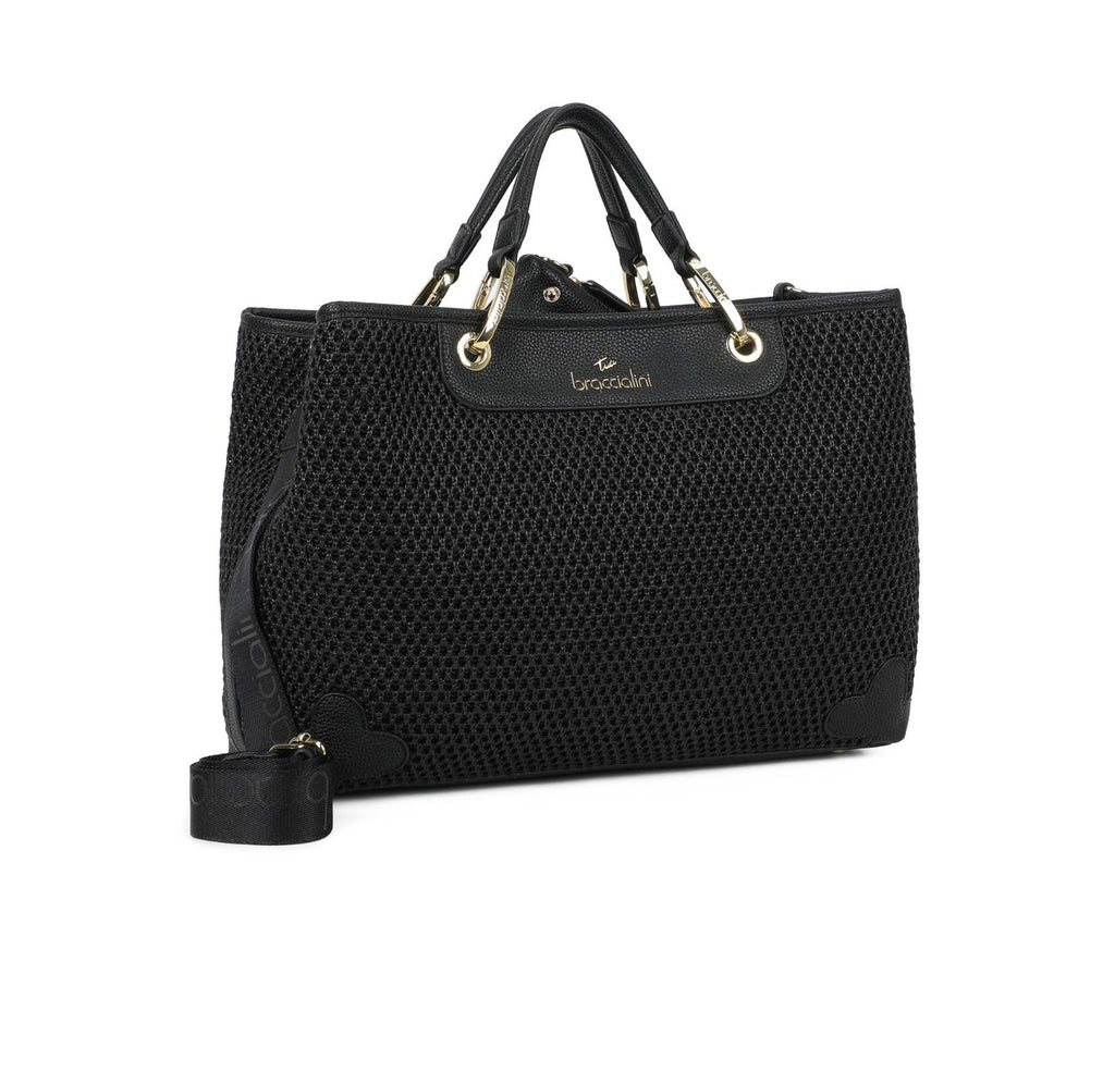 Borsa a mano con tracolla Braccialini Beth tricot nero BS26BR06 B18870
