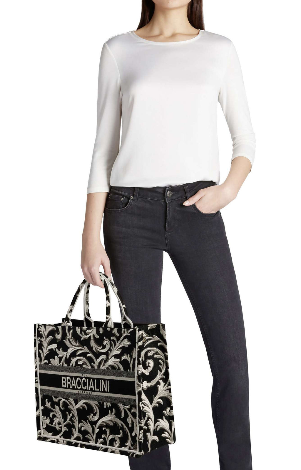 Borsa a mano Braccialini Queen tote nero BS26BR08 B18921