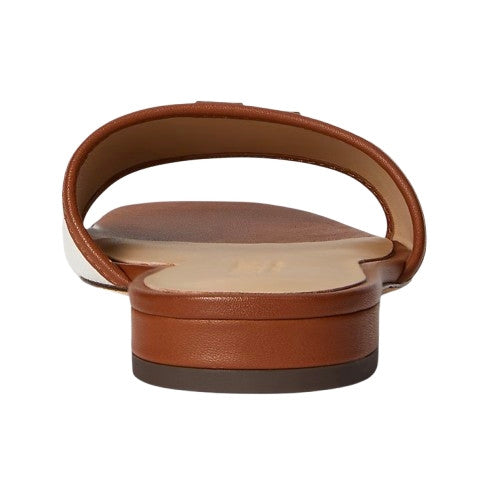 Sandalo Lauren Ralph Lauren ciabatta Everley in tela e pelle marrone DS26RL03 802P04395003