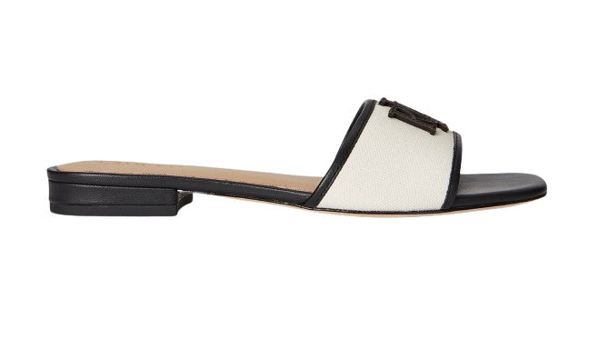 Sandalo Lauren Ralph Lauren ciabatta Everley in tela e pelle nero DS26RL13 802P04395004