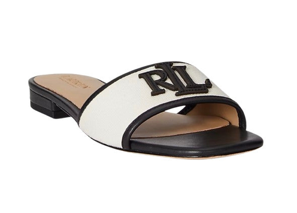 Sandalo Lauren Ralph Lauren ciabatta Everley in tela e pelle nero DS26RL13 802P04395004