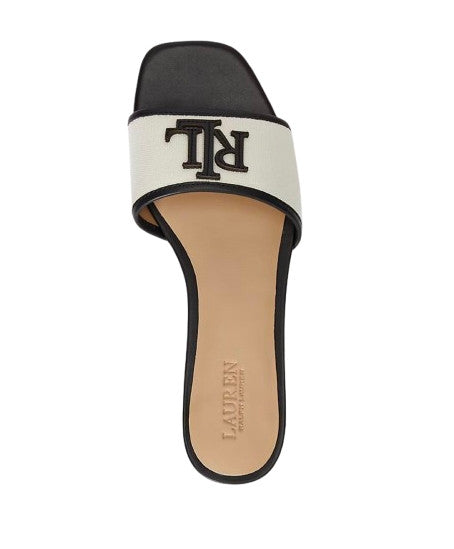 Sandalo Lauren Ralph Lauren ciabatta Everley in tela e pelle nero DS26RL13 802P04395004