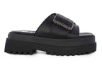 Slipper donna Buffalo Pluto Slide Buckle ecopelle vegan nero DS26BF01 BN1602333