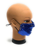 Mascherina facciale lavabile  Elite Paillettes Blu silver ELI60