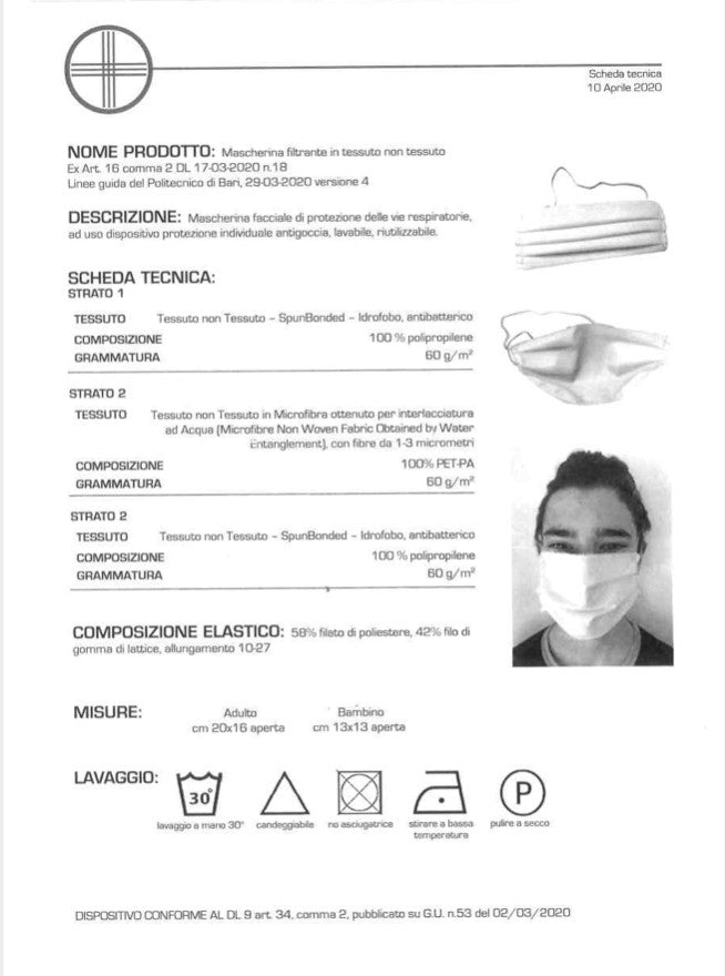 Mascherina facciale lavabile  Elite macula  protettiva individuale antigoccia ELI51