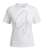 T-shirt donna Guess Maxi G studs tee con strass logo white ES26GU33 W6GI39K3478 G011
