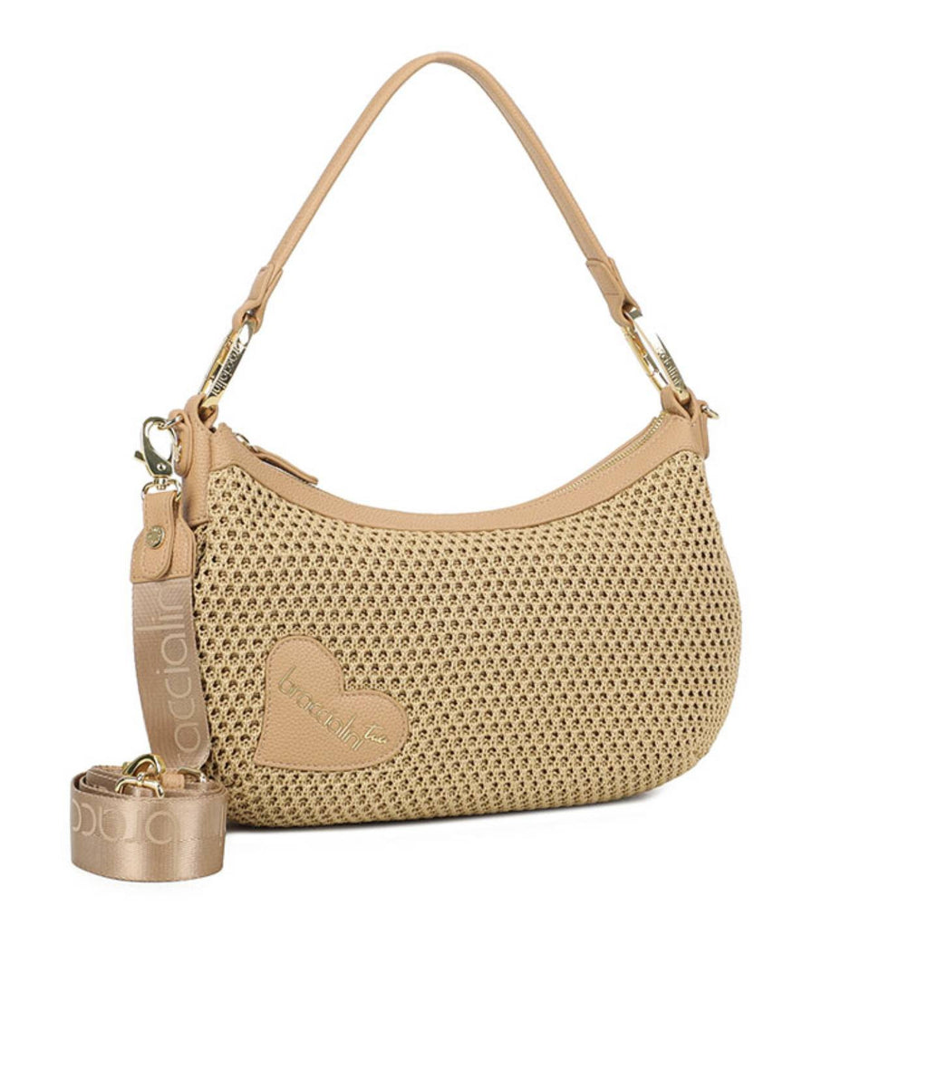 Borsa hobo con tracolla Braccialini Beth tricot biscotto BS26BR35 B18872