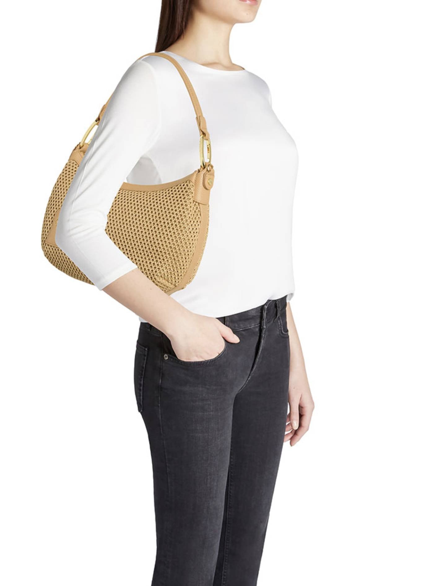 Borsa hobo con tracolla Braccialini Beth tricot biscotto BS26BR35 B18872