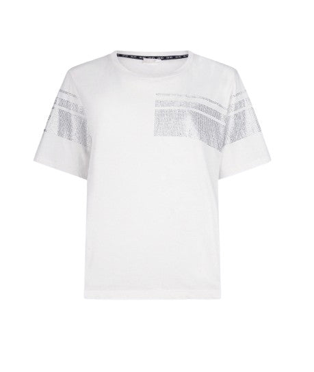 T-shirt donna Liu Jo white milk strass ES26LJ37 TA6267 JS923 M9223