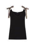 Top donna Liu Jo nero con fiocchi animalier ES26LJ47 VA6114 JS360 Y9908