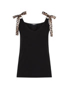 Top donna Liu Jo nero con fiocchi animalier ES26LJ47 VA6114 JS360 Y9908