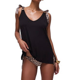 Top donna Liu Jo nero con fiocchi animalier ES26LJ47 VA6114 JS360 Y9908