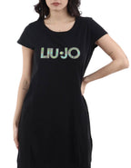 Abito donna corto Liu Jo in jersey nero/cach water ES26LJ48 VA6212 JS003 P9492