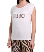 T-shirt donna Liu Jo bianco/animalier ES26LJ49 VA6047 JS360 S9740