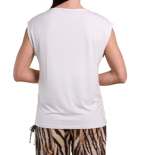 T-shirt donna Liu Jo bianco/animalier ES26LJ49 VA6047 JS360 S9740