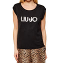 T-shirt donna Liu Jo nero/animalier ES26LJ51 VA6047 JS360 Y9908