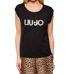 T-shirt donna Liu Jo nero/animalier ES26LJ51 VA6047 JS360 Y9908