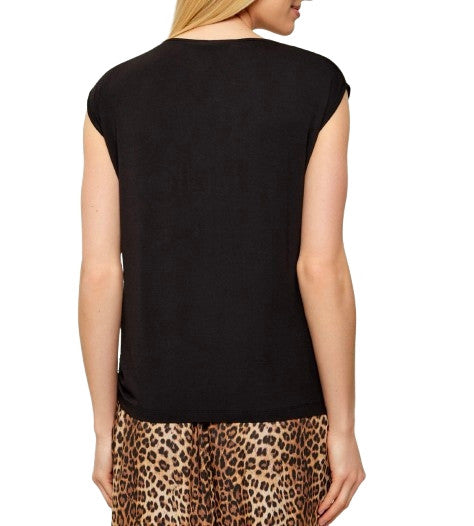 T-shirt donna Liu Jo nero/animalier ES26LJ51 VA6047 JS360 Y9908