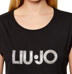 T-shirt donna Liu Jo nero/animalier ES26LJ51 VA6047 JS360 Y9908