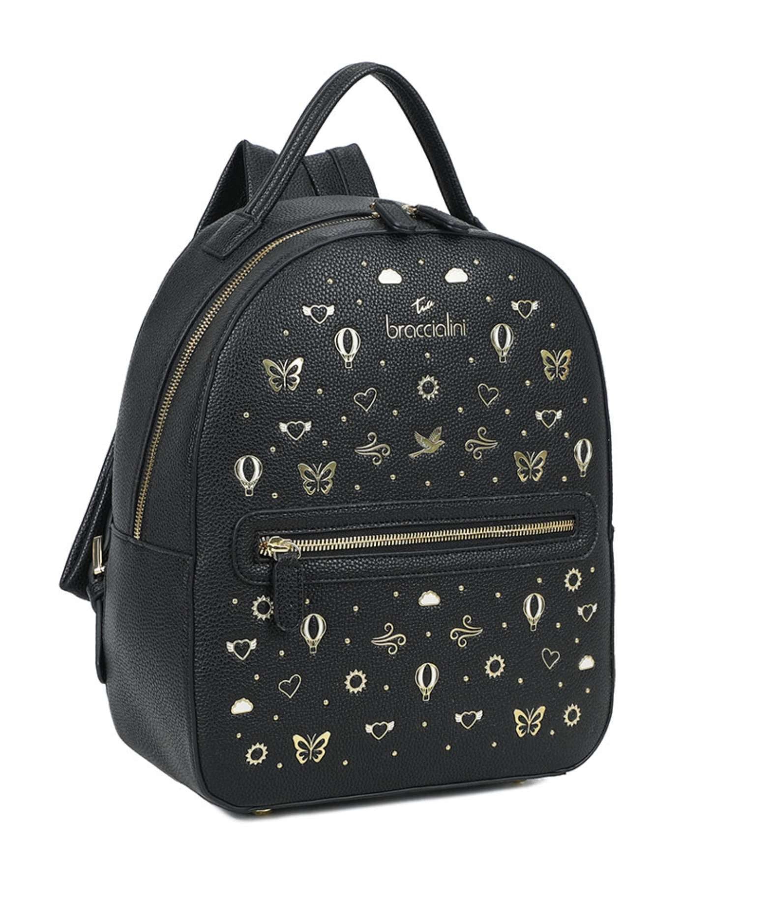 Zaino donna Braccialini Beth Strass in ecopelle nero BS26BR41 B18884