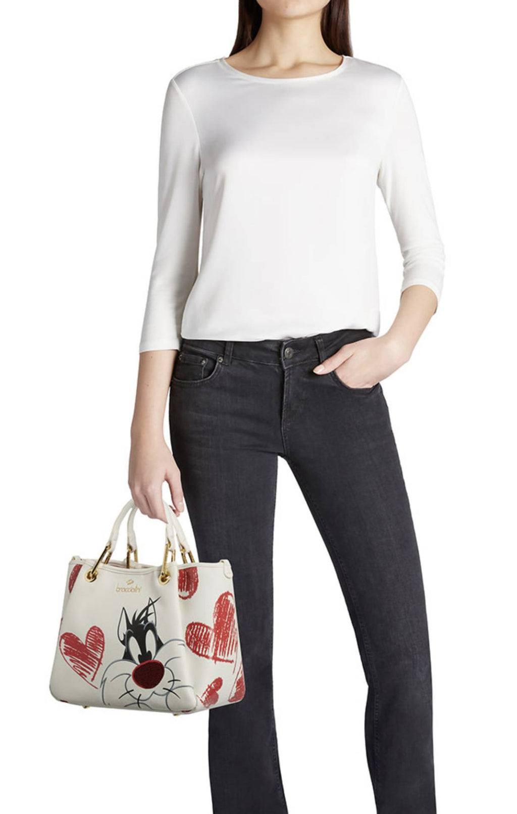 Borsa a mano/tracolla Braccialini Amy Looney tunes bianco BS26BR43 LT267
