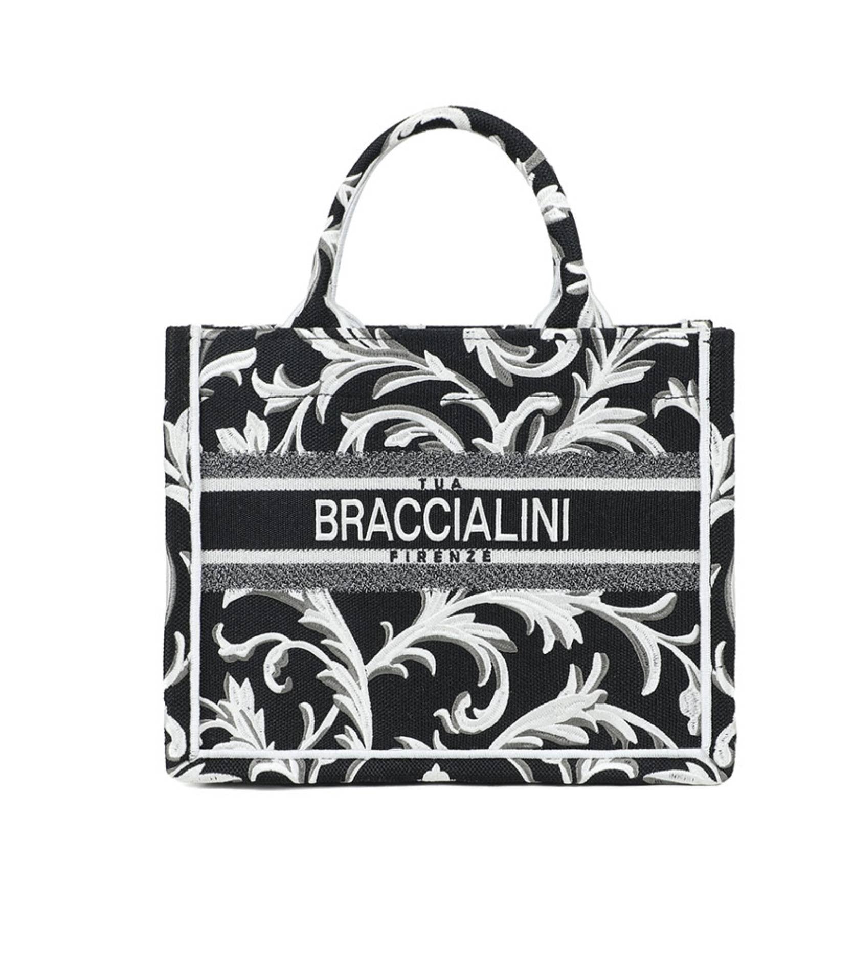 Borsa a mano Braccialini Queen tote small ramage nero BS26BR45 B18920