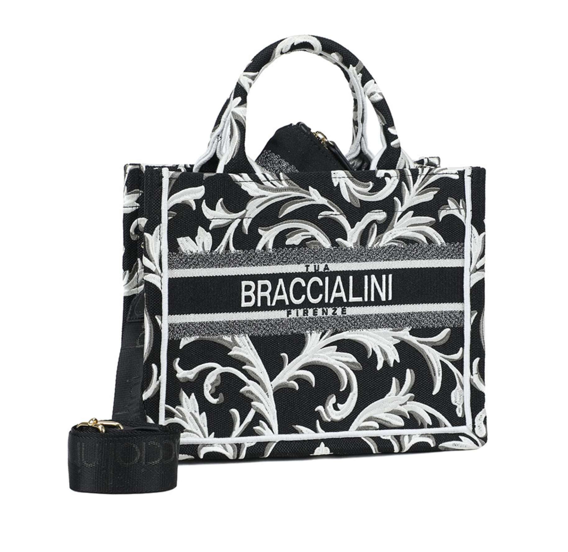 Borsa a mano Braccialini Queen tote small ramage nero BS26BR45 B18920