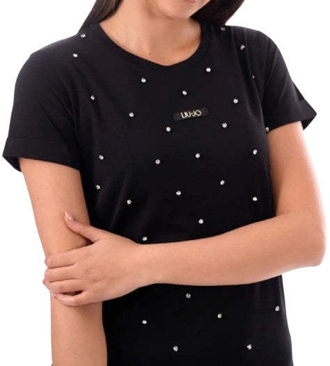 T-shirt donna Liu Jo nero/strass ES26LJ39 TA6157 JS923 W9414