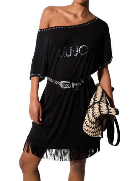 Abito corto donna Liu Jo con frange nero ES26LJ42 VA6031 JS360 22222