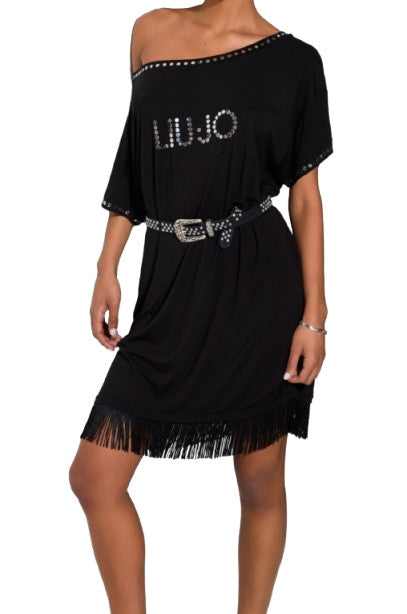 Abito corto donna Liu Jo con frange nero ES26LJ42 VA6031 JS360 22222