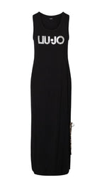 Abito donna lungo Liu Jo in jersey nero/animalier ES26LJ54 VA6215 JS360 Y9908