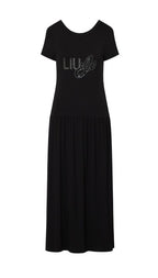 Abito donna lungo Liu Jo in jersey nero ES26LJ55 VA6223 JS360 N9129