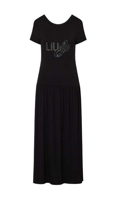 Abito donna lungo Liu Jo in jersey nero ES26LJ55 VA6223 JS360 N9129