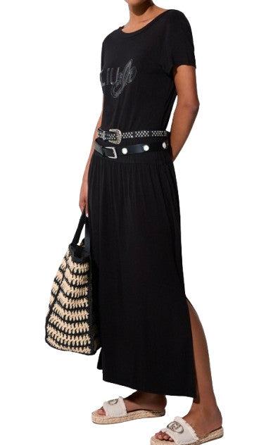 Abito donna lungo Liu Jo in jersey nero ES26LJ55 VA6223 JS360 N9129