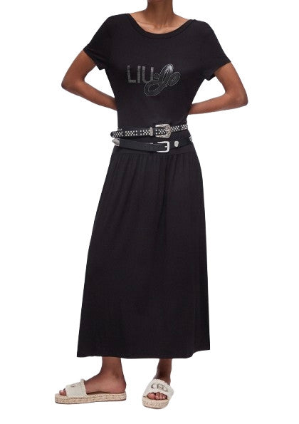 Abito donna lungo Liu Jo in jersey nero ES26LJ55 VA6223 JS360 N9129