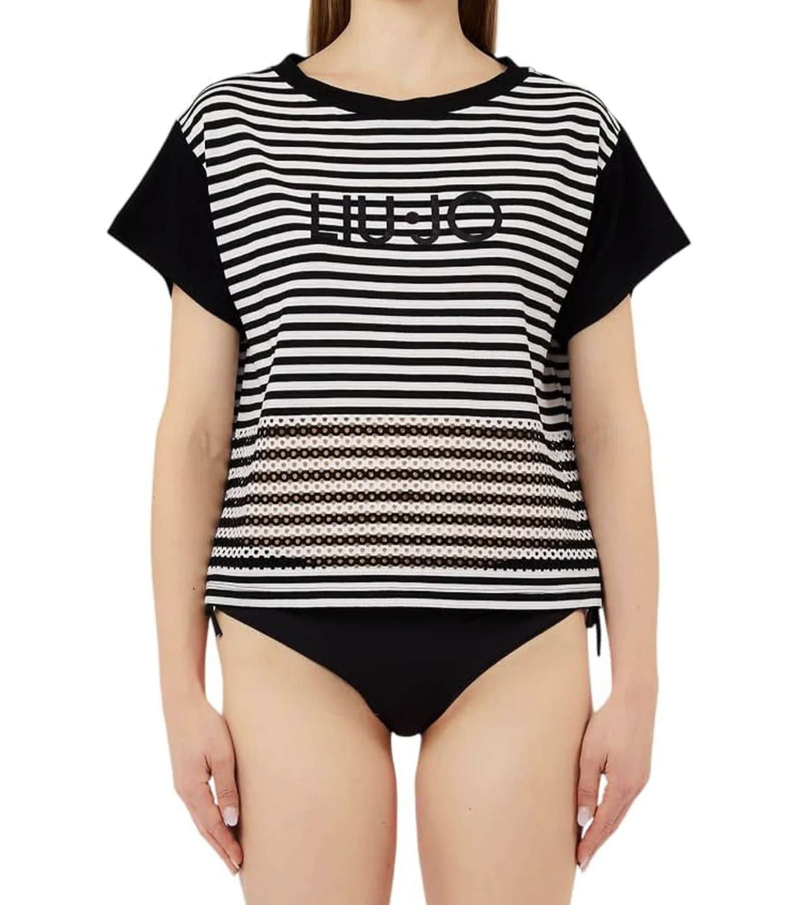 T-shirt donna Liu Jo nero/bianco ES26LJ60 VA6039 J3908 09096