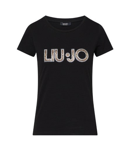 T-shirt donna Liu Jo nero/animalier ES26LJ61 VA6169 JS003 Y9908