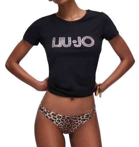 T-shirt donna Liu Jo nero/animalier ES26LJ61 VA6169 JS003 Y9908