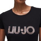 T-shirt donna Liu Jo nero/animalier ES26LJ61 VA6169 JS003 Y9908