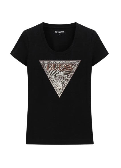 T-shirt donna Guess con stampa logo nero ES26GU68 W6GI19K3042 JBLK