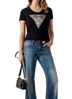T-shirt donna Guess con stampa logo nero ES26GU68 W6GI19K3042 JBLK