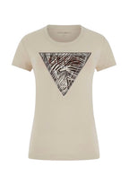 T-shirt donna Guess con stampa logo beige ES26GU69 W6GI19K3042 G1M5