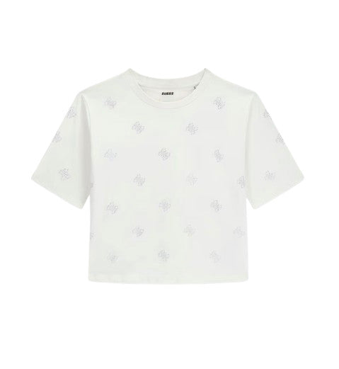 T-shirt donna Guess con strass logo 4G bianco ES26GU71 V6GI18K2985 G056