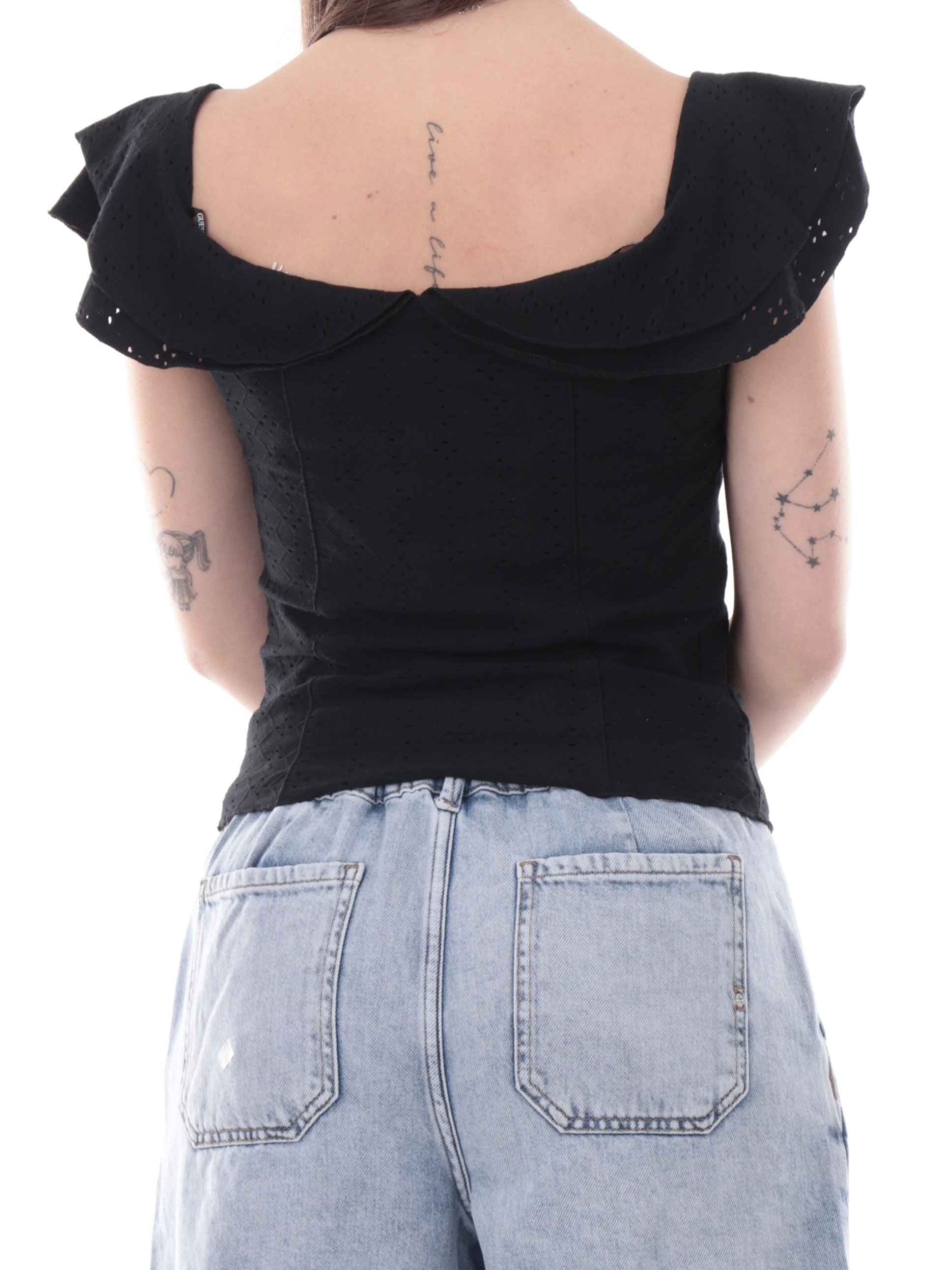 Top donna Guess smanicato Teodolina off black ES26GU82 W6GP23K3106