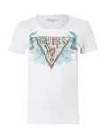 T-shirt donna Guess con logo flowers bianco ES26GU76 W6GI12K3027 G011
