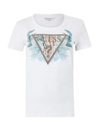 T-shirt donna Guess con logo flowers bianco ES26GU76 W6GI12K3027 G011