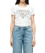T-shirt donna Guess con logo flowers bianco ES26GU76 W6GI12K3027 G011