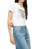 T-shirt donna Guess con logo flowers bianco ES26GU76 W6GI12K3027 G011