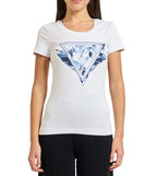 T-shirt donna Guess con logo strass bianco ES26GU77 W6GI11K3026 G011